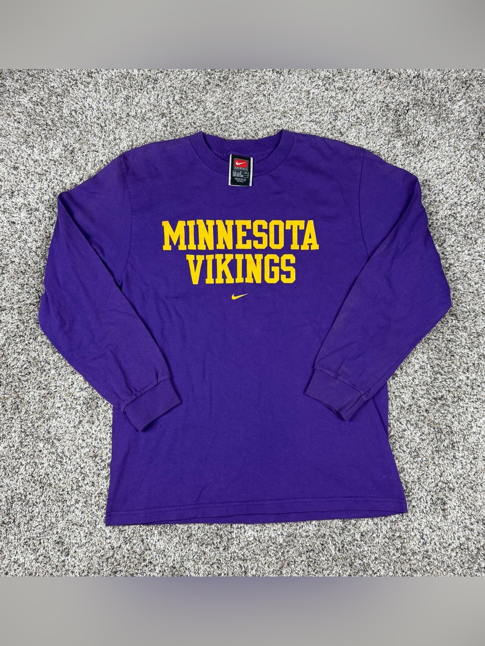 Vintage Y2K Sz Large Youth Boys Nike Minnesota Vikings Center Swoosh Long Sleeve